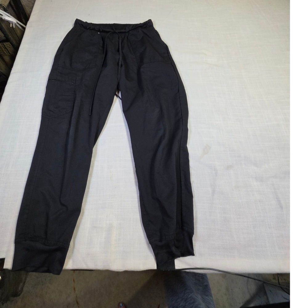 Scrubstar Black Jogger Scrub Pants Womens Large Petite Cargo Pockets WM1044AP